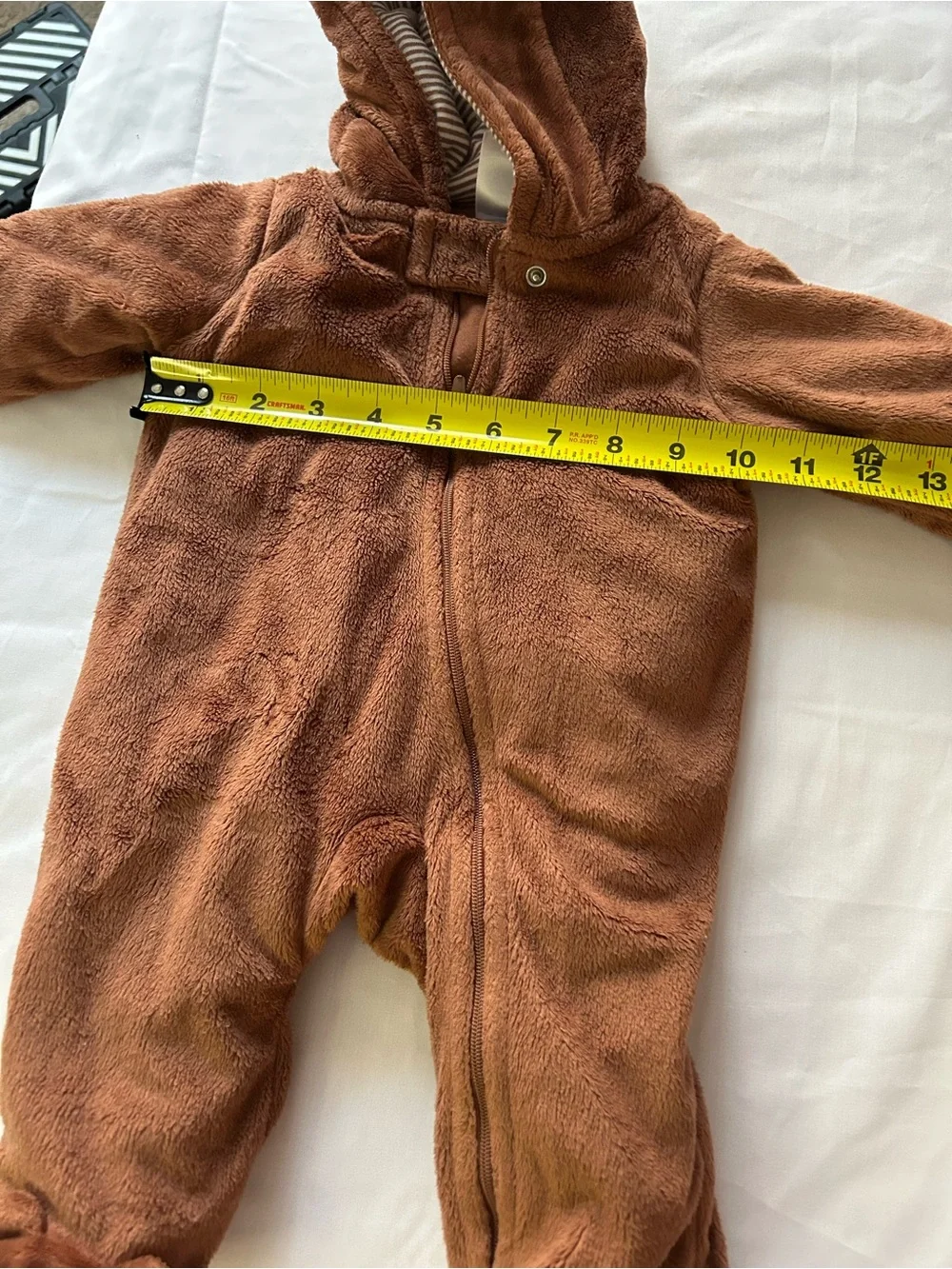 Carter's Brown Fleece Bear Hooded Footed One-Piece